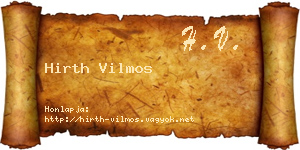 Hirth Vilmos névjegykártya